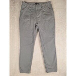 Womens 14 Banana Republic High Rise Twill Pant Gray Pockets Cotton Stretch 34x28